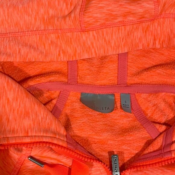 ATHLETA | Full-Zip Hooded Sweatshirt Neon Orange Small - Picture 4 of 8